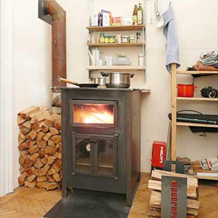 Holzherd, Küchenherd, Küchenofen, schwarz, mit Backrohr bis 240° C