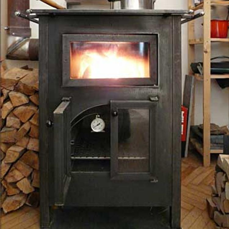 Holzherd, Küchenherd, Küchenofen, schwarz, mit Backrohr bis 240° C, Detailansicht